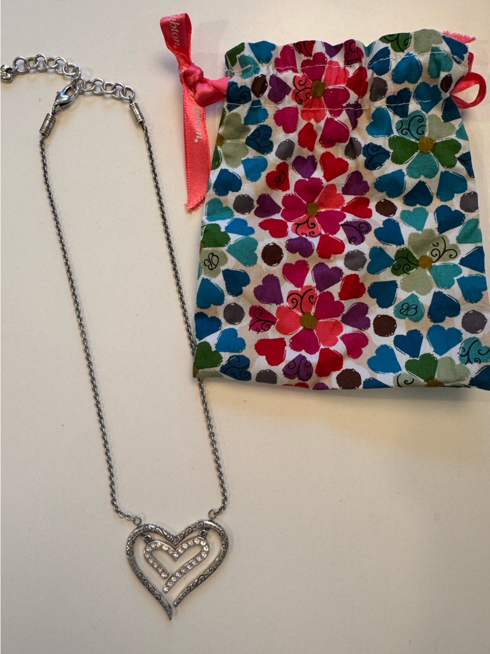 Brighton Silver Double Heart Necklace